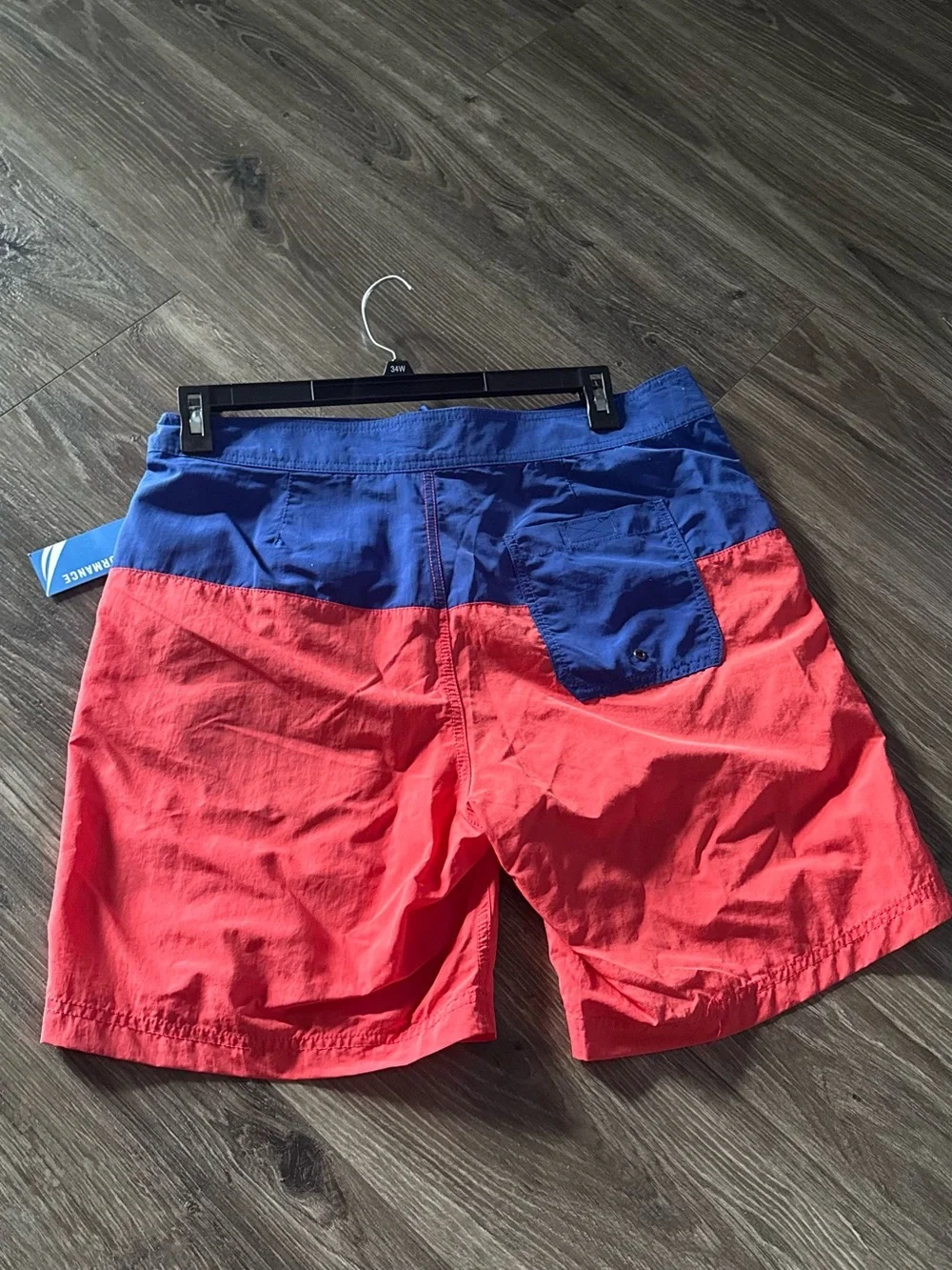 NWT Nautica Blue and Coral Two-Tone Swim Board Shorts